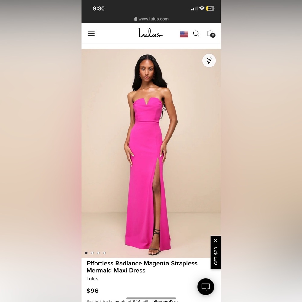 LULUS strapless Magenta dress size xs.